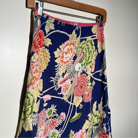 Lux Rayon Floral Bird Print Skirt - Picture 9 of 9